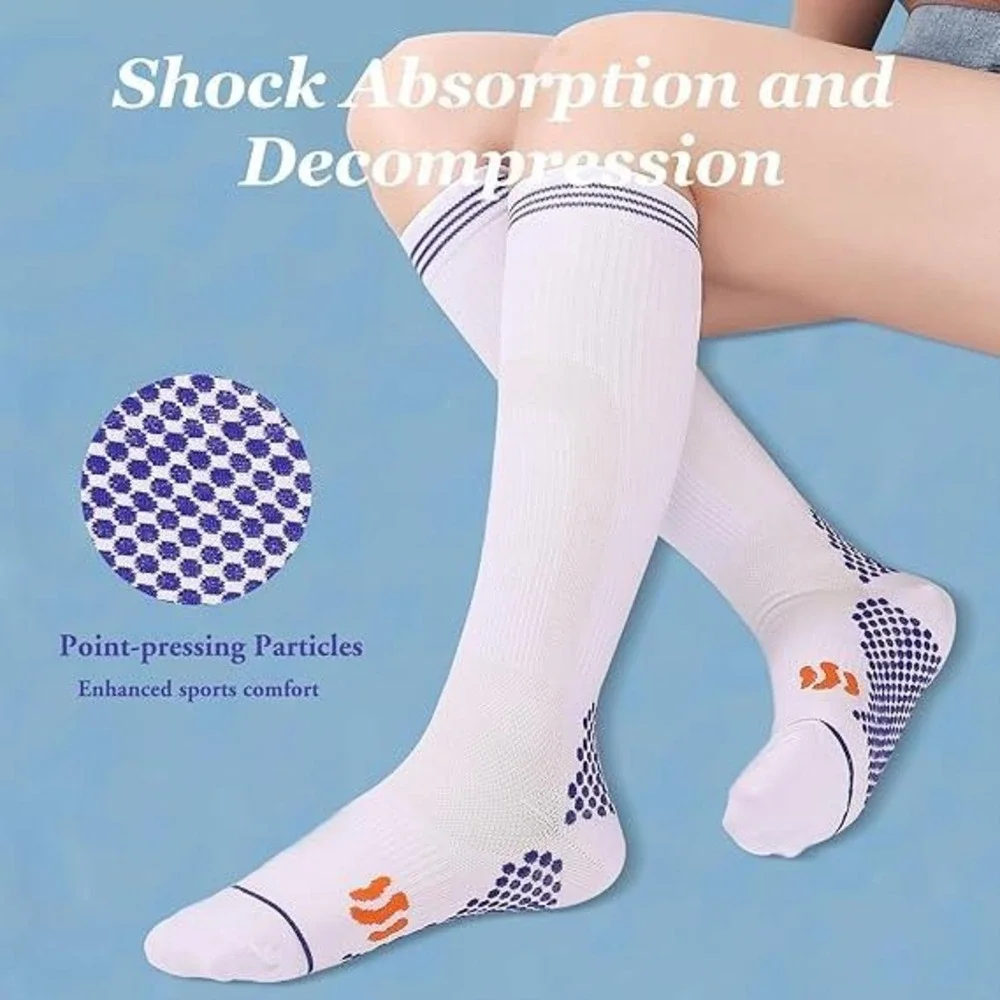 3 Pairs Speum Womens US 7-9 Compression High Non-slip Socks Navy, White, Pink